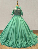 Custom Little Girls Stunning Mint Evening Dress