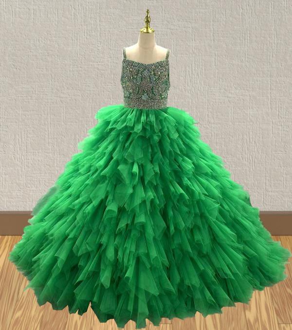 Litle Princess Vogue Pageant Gown With Multi-layer Skirt