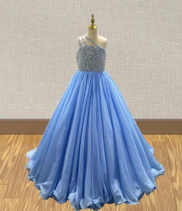 Little Girls Elegant Pageant Dress with Sparkly Bodice