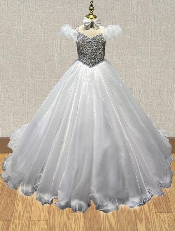 Little Girls Best Beauty White Gorgeous Evening Dress