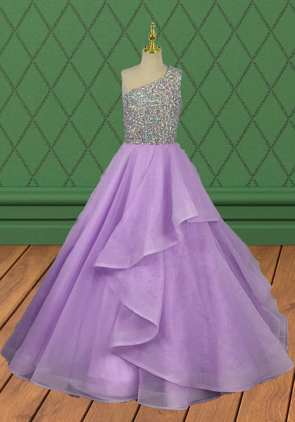 Best Beauty Little Girls Gorgeous Lilac Pageant Gown