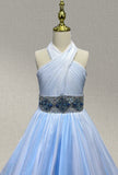 Halter Beaded Bodice Teenage Gorgeous Evening Gown