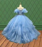 Teenages Long Pageant Dress with Sparkly Bodice