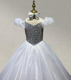 Little Girls Best Beauty White Gorgeous Evening Dress