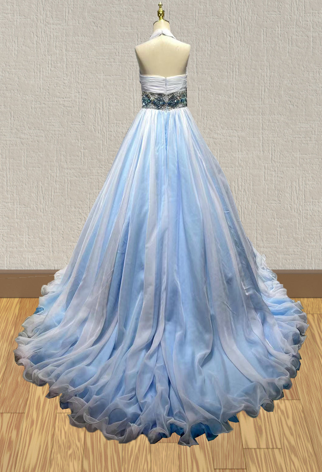 Halter Beaded Bodice Teenage Gorgeous Evening Gown