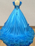 Young Gilrs Sparkly Pageant Dress With Feather