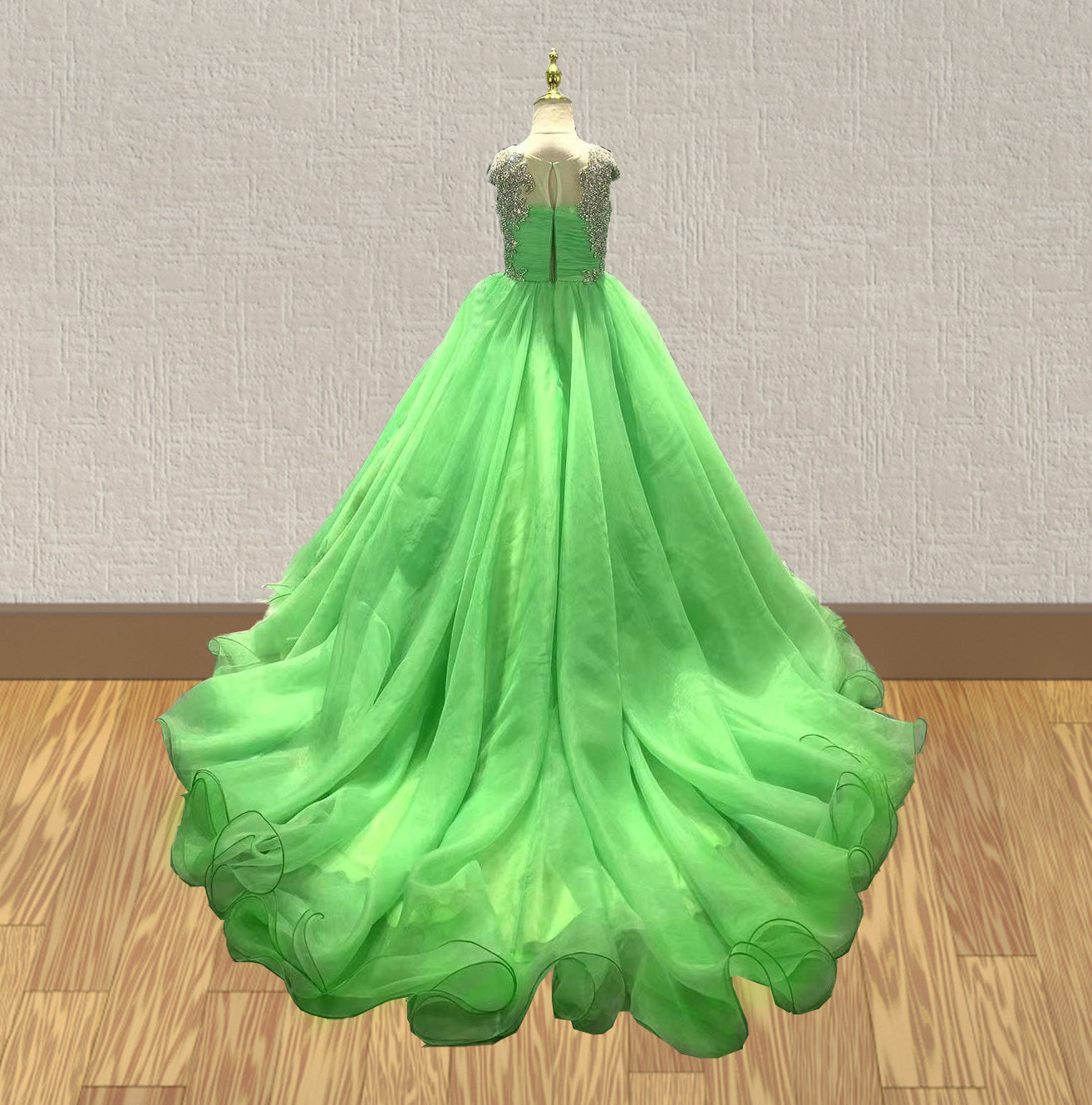 Glitz Lime Green Evening Dress For Little girls