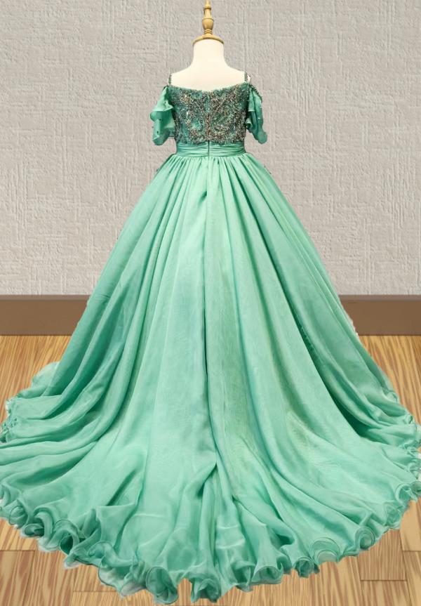 Custom Little Girls Stunning Mint Evening Dress