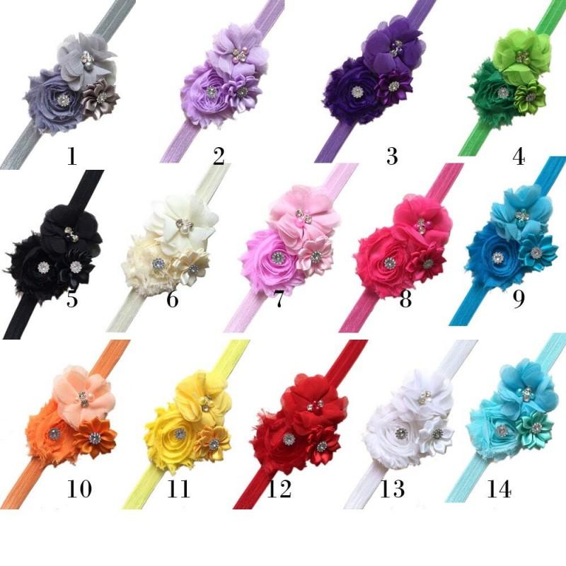 14 color available Girl Baby Kids Toddler Infant Flower Rhinestone Headband Hair Accessories Band - ToddlerPageantDress