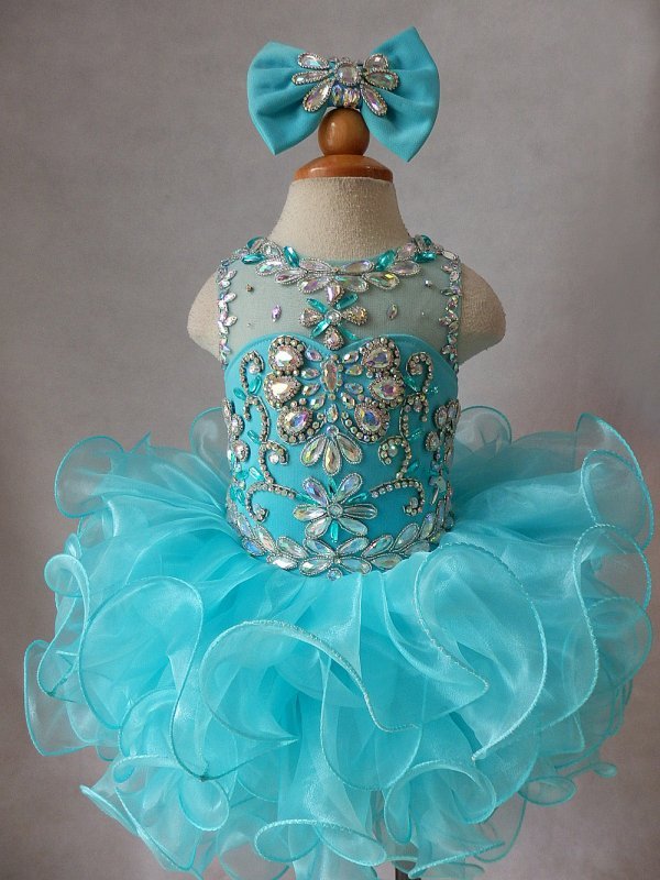 16 color - Infant Illusion Cupcake Pageant Dress with Hair bow - ToddlerPageantDress