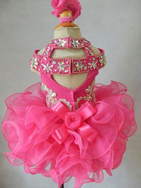 16 Color - Newborn/Child's Illusion Cupcake Pageant Dress with hair bow - ToddlerPageantDress