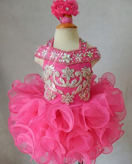 16 Color - Newborn/Child's Illusion Cupcake Pageant Dress with hair bow - ToddlerPageantDress