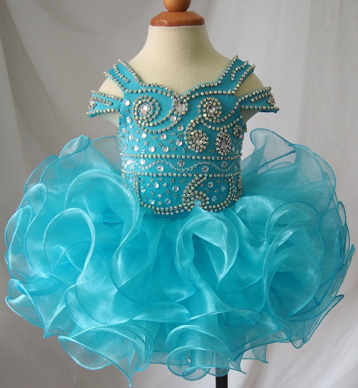 16 Color - Stunning Beaded Bodice Little Girl Glitz Cupcake Pageant Dress - ToddlerPageantDress