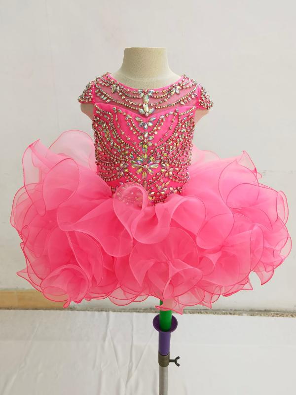 Cap Sleeve Baby Girl/Toddler/Childs Pink Sparkly Pageant Dress