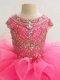 Cap Sleeve Baby Girl/Toddler/Childs Pink Sparkly Pageant Dress