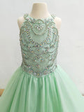 Halter Beaded Bodice Little Girls Prom Pageant Couture