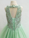 Halter Beaded Bodice Little Girls Prom Pageant Couture