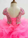 Cap Sleeve Beaded Bodice Toddler Sparkly Pageant Dress