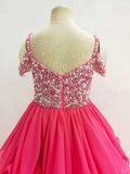 Gorgeous Couture Chiffon Fuchsia Long Pageant Gown