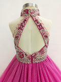 Halter Beaded Bodice Little Girl Glitzy Pageant Gown