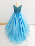 Elegant Beaded Bodice Young Girl Prom Pageant Couture