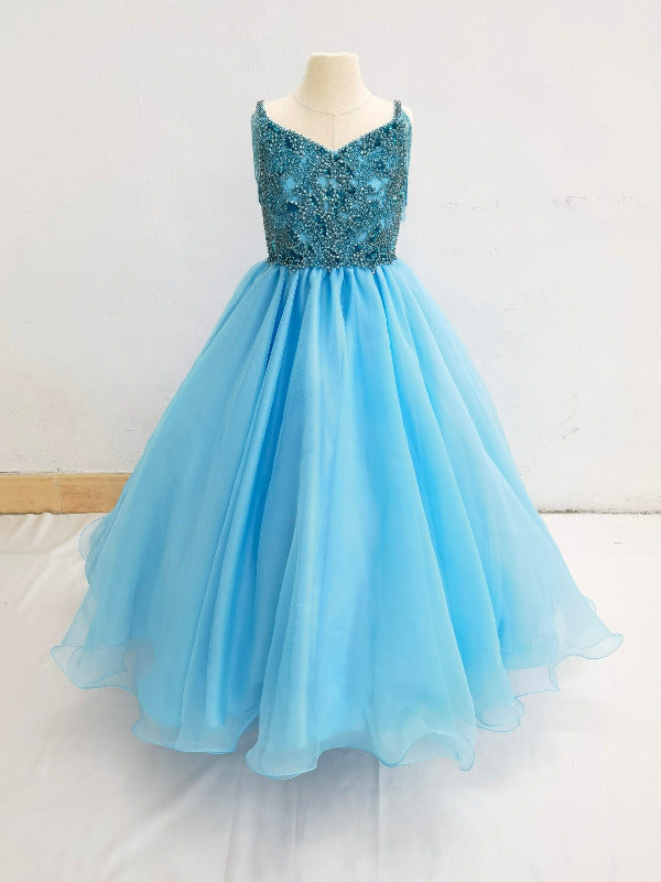 Elegant Beaded Bodice Young Girl Prom Pageant Couture