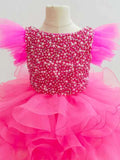 Glitzy Beaded Bodice Baby Girl Cupcake Pageant Dress