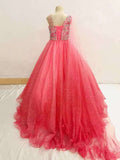 Glitzy Beaded Bodice Young Girls Beauty Pageant Dress