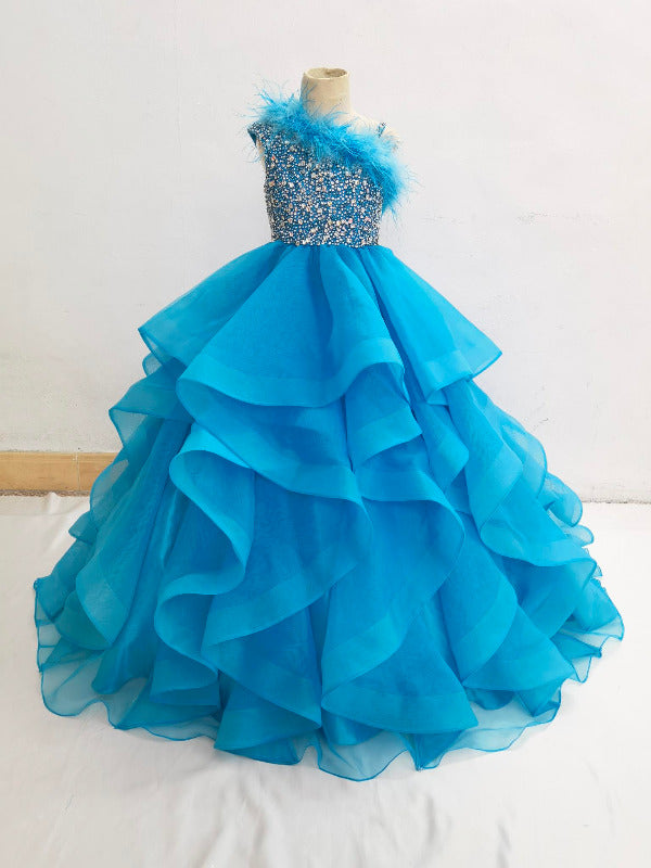 Stylish Gorgeous Beauty Juniors Pageant Dress with Feather ToddlerPageantDress