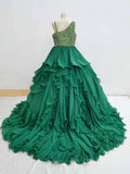 One Shoulder Multilayer Charming  Sparkly Pageant Dress