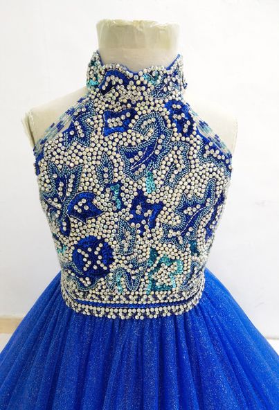 Glitzy Beaded Bodice Little Girls Royal Gorgeous Gowns