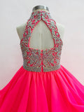 Halter Sparkly Elegant Beaded Bodice Kids Pageant Dress