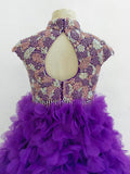 Halter Beaded Bodice Purple Preteen Ball Bown