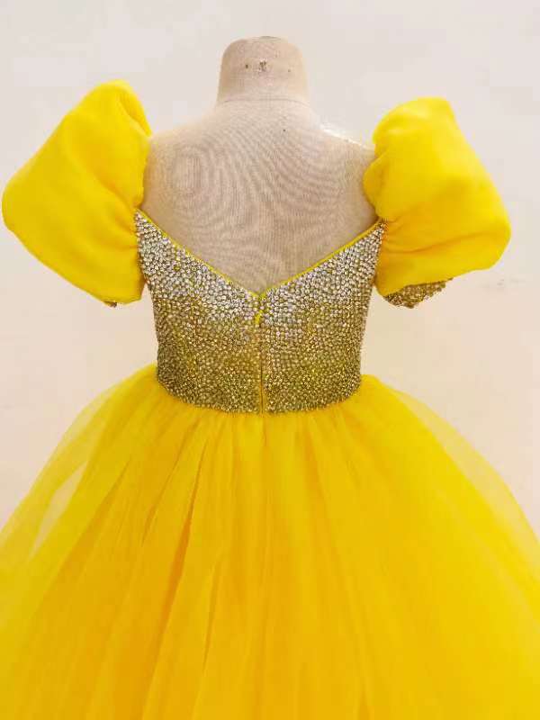 Custom Made Stunning Young Girls Yellow Pageant Dress