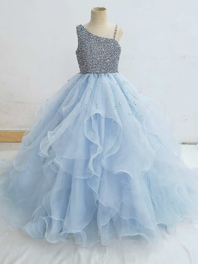 Teenage Girl Sparkly Beaded Bodice Prom Gown