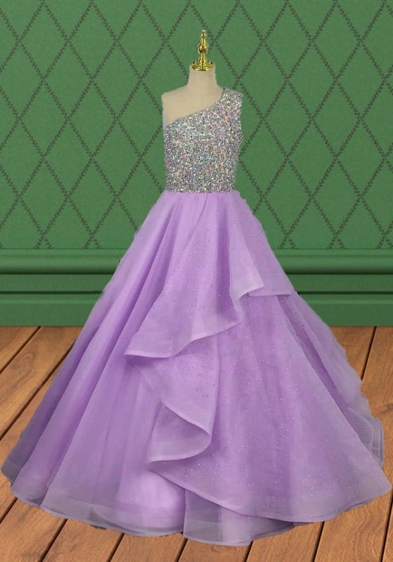 Best Beauty Little Girls Gorgeous Lilac Pageant Gown - ToddlerPageantDress