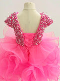 Cap Sleeve Beauty Beaded Bodice Little Girls Pageant Dress - ToddlerPageantDress