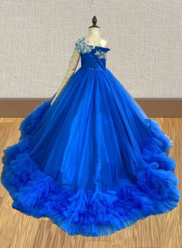 Custom Made Junior Miss Royal Blue Pageant Dress - ToddlerPageantDress