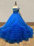 Custom Made Junior Miss Royal Blue Pageant Dress - ToddlerPageantDress