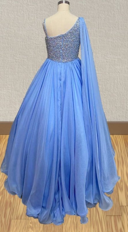 GLitter Sky Blue Pageant Dresses For Juniors - ToddlerPageantDress