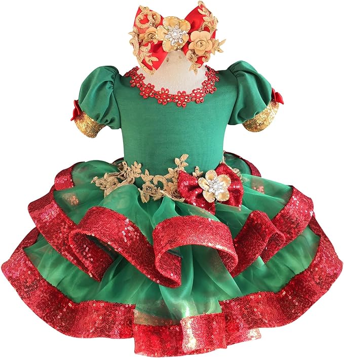 Glitz Beaded Bodice Little Girl Cupcake Pageant Dress For Christmas - ToddlerPageantDress