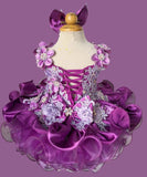 Glitz Beaded Bodice Little Girl/Baby Miss/kids Purple Pageant Dress - ToddlerPageantDress