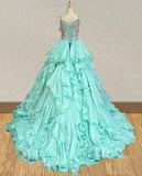 Glitz Beaded Bodice Mint Pageant Gown for Miss Teen - ToddlerPageantDress