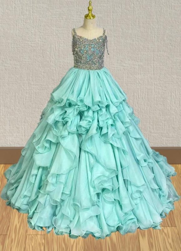 Glitz Beaded Bodice Mint Pageant Gown for Miss Teen - ToddlerPageantDress