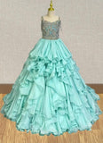 Glitz Beaded Bodice Mint Pageant Gown for Miss Teen - ToddlerPageantDress