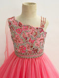 Glitzy Beaded Bodice Young Girls Beauty Pageant Dress - ToddlerPageantDress