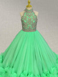 Halter Beaded Bodice Stunning Prom Couture for Kids - ToddlerPageantDress