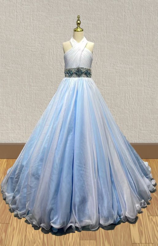 Halter Beaded Bodice Teenage Gorgeous Evening Gown - ToddlerPageantDress