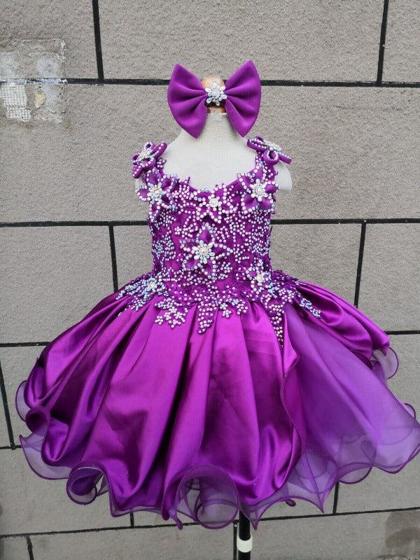 Jennifer Wu Little Girl/Baby Girl/Infant Baby Doll Pageant Dress with hair bow - ToddlerPageantDress