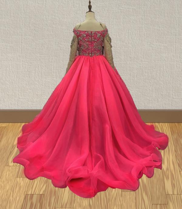 Junior Miss Fuchsia Pageant Dress with Glitz Bodice - ToddlerPageantDress